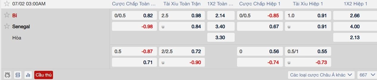 Bỉ vs Senegal